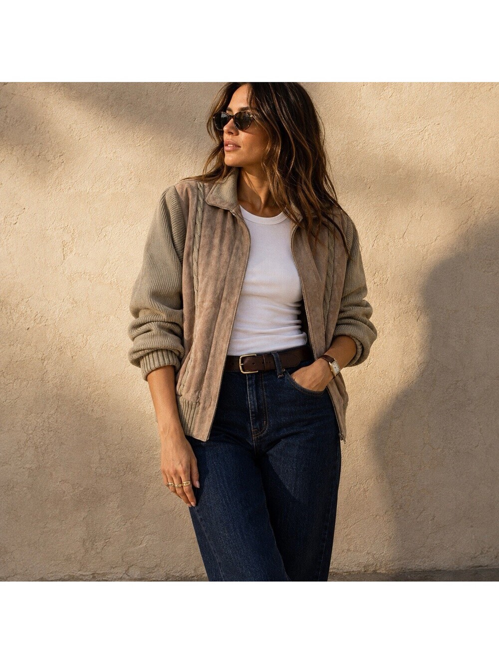 Vintage Outdoor Exchange 100% Suede Leather Sweater Jacket Brown Women’s M